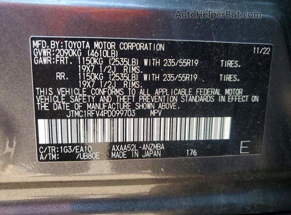 JTMC1RFV4PD099703 2023 TOYOTA RAV4 Gray Панорамний вид салону 360°