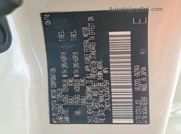 JTMCY7AJ2G4047569 2016 TOYOTA LAND White Vista interior de 360 grados