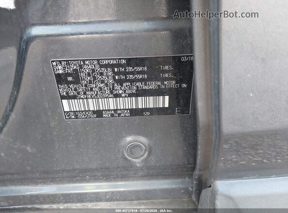 JTMDFREV5JD239546 2018 TOYOTA RAV4 Gray Vista del compartimento del motor