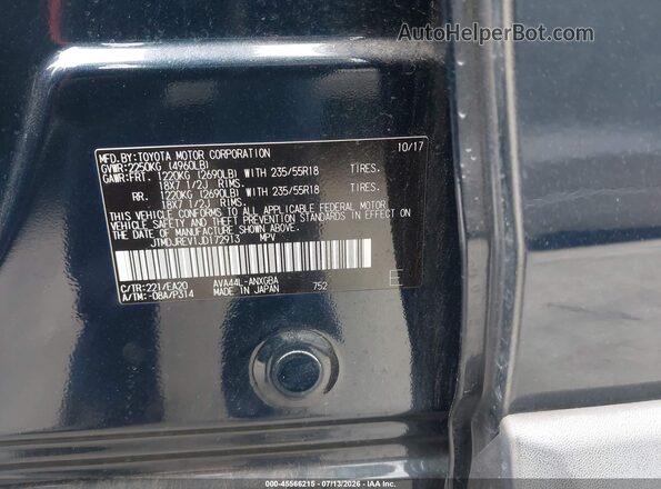 JTMDJREV1JD172913 2018 TOYOTA RAV4 HYBRID Dark Blue Widok komory silnika