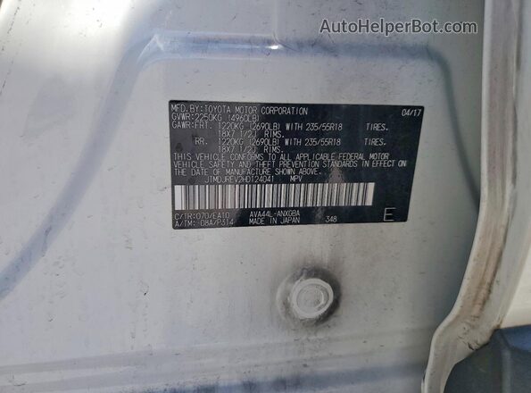 JTMDJREV2HD124041 2017 TOYOTA RAV4 Silver Vista de la etiqueta del VIN