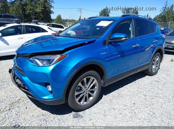 JTMDJREV7JD154173 2018 TOYOTA RAV4 HYBRID Blue Առջևի ձախ երեք քառորդ տեսարան