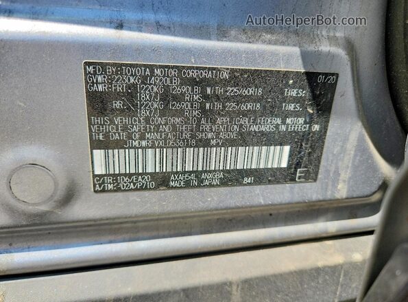 JTMDWRFVXLD536118 2020 TOYOTA RAV4 Silver Widok naklejki z numerem VIN
