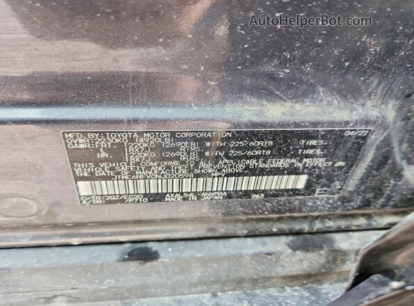 JTME6RFV0NJ020598 2022 TOYOTA RAV4 Gray Vista de la etiqueta del VIN