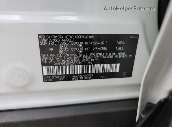 JTME6RFV5PD547246 2023 TOYOTA RAV4 White VIN կոդի պիտակի տեսք