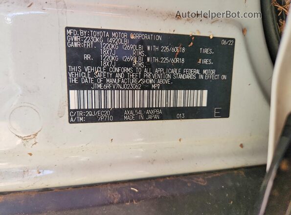 JTME6RFV7NJ023062 2022 TOYOTA RAV4 White Engine compartment view