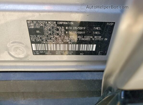 JTMEB3FV2MD073809 2021 TOYOTA RAV4 Silver Widok wnętrza 360 stopni