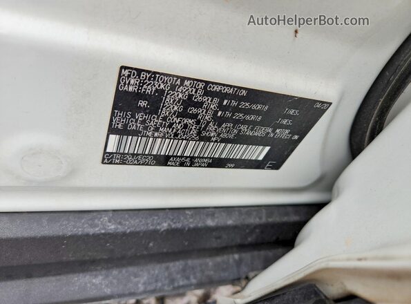 JTMEWRFV0LJ049256 2020 TOYOTA RAV4 Белый Панорамный вид салона 360°