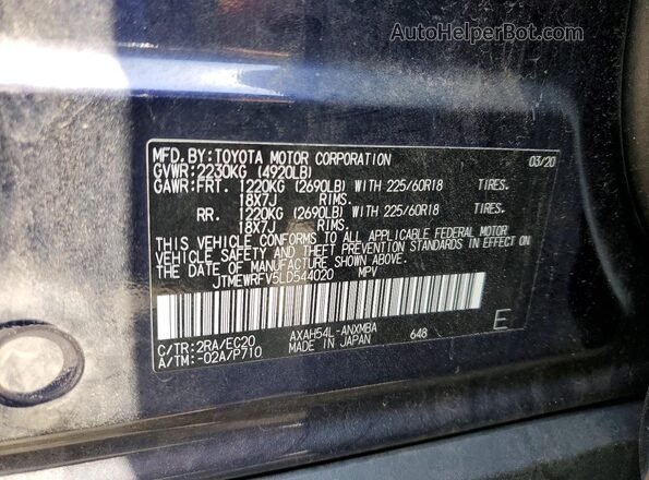 JTMEWRFV5LD544020 2020 TOYOTA RAV4 Синий Вид наклейки с VIN-кодом