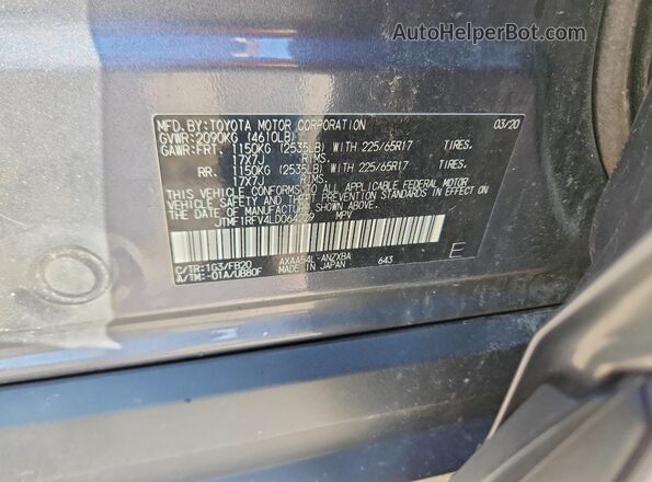 JTMF1RFV4LD064229 2020 TOYOTA RAV4 Gray სალონის 360-გრადუსიანი ხედი