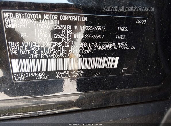 JTMF1RFV4MD069979 2021 TOYOTA RAV4 Черный Вид подкапотного пространства