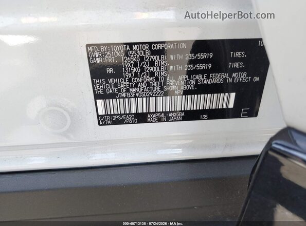 JTMFB3FV0SD292222 2025 TOYOTA RAV4 PLUG-IN HYBRID White Շարժիչի բաժամունքի տեսք