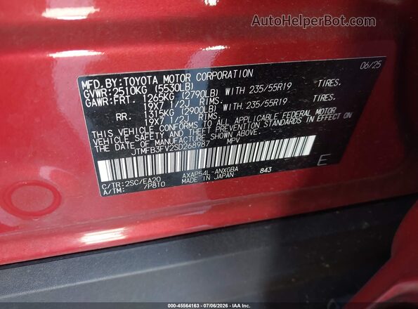 JTMFB3FV2SD268987 2025 TOYOTA RAV4 PLUG-IN HYBRID Red Engine compartment view