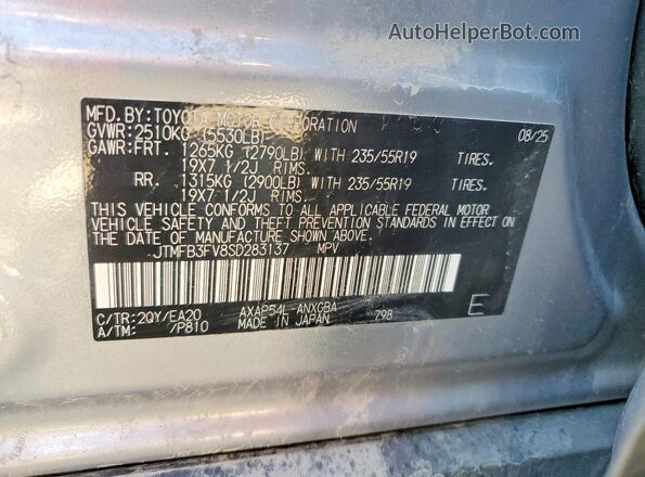 JTMFB3FV8SD283137 2025 TOYOTA RAV4 Gray Vista de la etiqueta del VIN