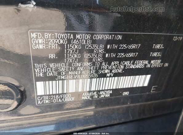 JTMG1RFV9LD055935 2020 TOYOTA RAV4 Black Vista del compartimento del motor