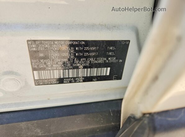 JTMG1RFVXKJ006095 2019 TOYOTA RAV4 White Vista de la etiqueta del VIN