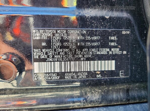 JTMG1RFVXLD047777 2020 TOYOTA RAV4 Черный Вид подкапотного пространства