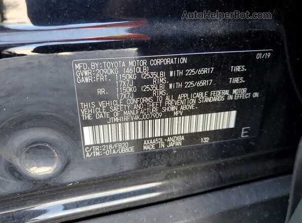 JTMH1RFV4KJ007909 2019 TOYOTA RAV4 Black სალონის 360-გრადუსიანი ხედი