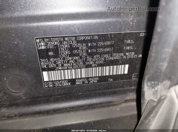 JTMH1RFV6LD057002 2020 TOYOTA RAV4 Green ძრავის განყოფილების ხედი