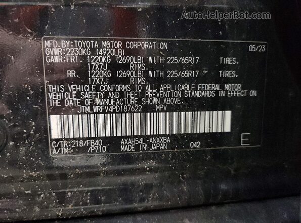 JTMLWRFV4PD187622 2023 TOYOTA RAV4 Black Widok naklejki z numerem VIN
