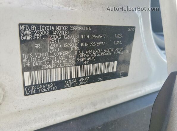 JTMM6RFV0LD002223 2020 TOYOTA RAV4 Белый Панорамный вид салона 360°