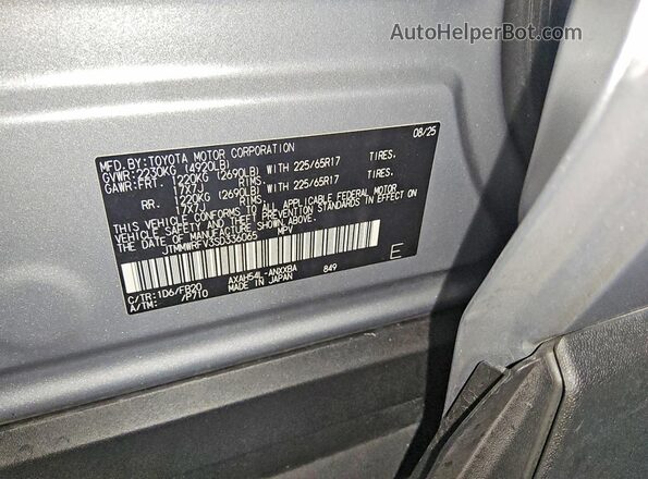 JTMMWRFV3SD336065 2025 TOYOTA RAV4 Silver VIN կոդի պիտակի տեսք