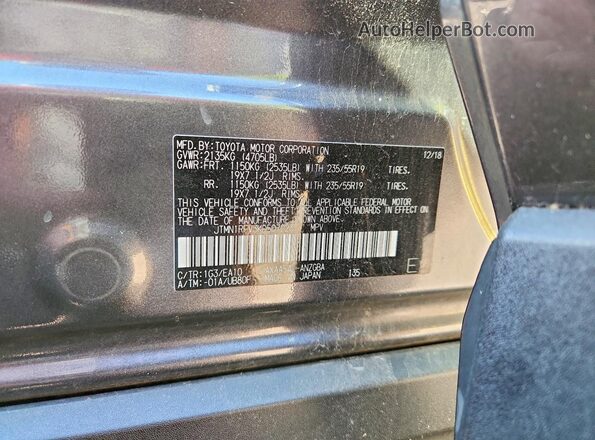 JTMN1RFV3KD507223 2019 TOYOTA RAV4 Gray Widok naklejki z numerem VIN