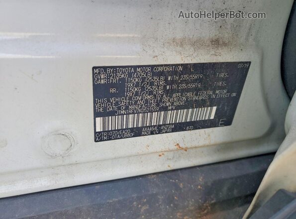 JTMN1RFV7KD521559 2019 TOYOTA RAV4 White Вид наклейки з VIN-кодом