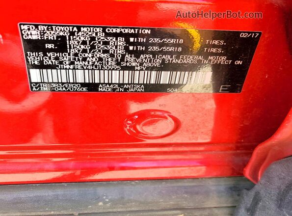 JTMNFREV4HJ130995 2017 TOYOTA RAV4 Burgundy Widok naklejki z numerem VIN