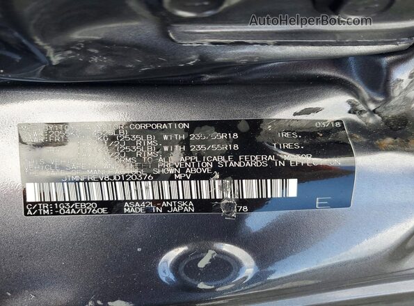 JTMNFREV8JD120376 2018 TOYOTA RAV4 Gray Vista del compartimento del motor