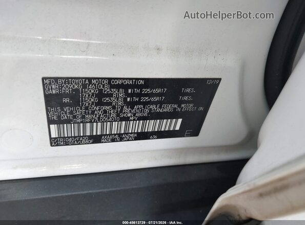 JTMP1RFV7LD054010 2020 TOYOTA RAV4 White Widok komory silnika