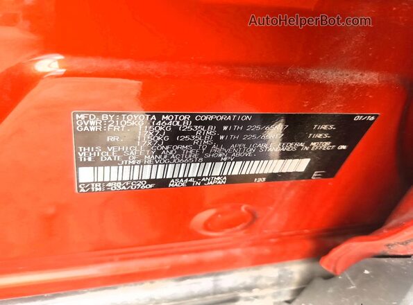 JTMRFREV0GJ066518 2016 TOYOTA RAV4 Orange Vista del compartimento del motor