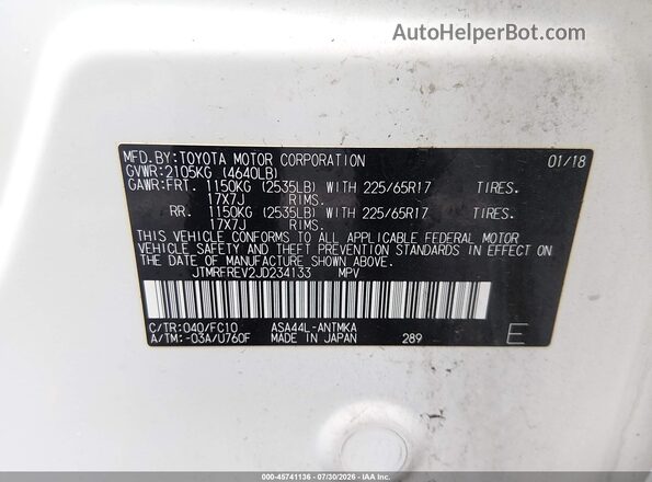 JTMRFREV2JD234133 2018 TOYOTA RAV4 Белый Вид подкапотного пространства