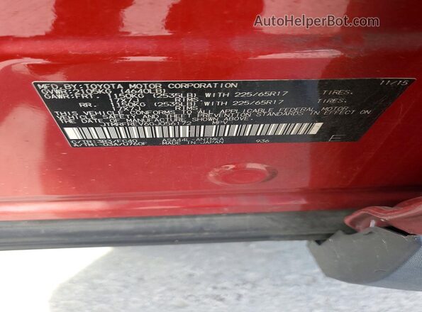 JTMRFREV6GJ056172 2016 TOYOTA RAV4 Red Widok naklejki z numerem VIN
