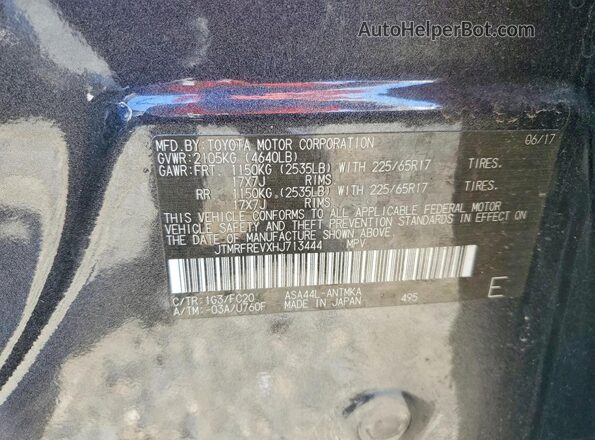 JTMRFREVXHJ713444 2017 TOYOTA RAV4 Gray Vista de la etiqueta del VIN