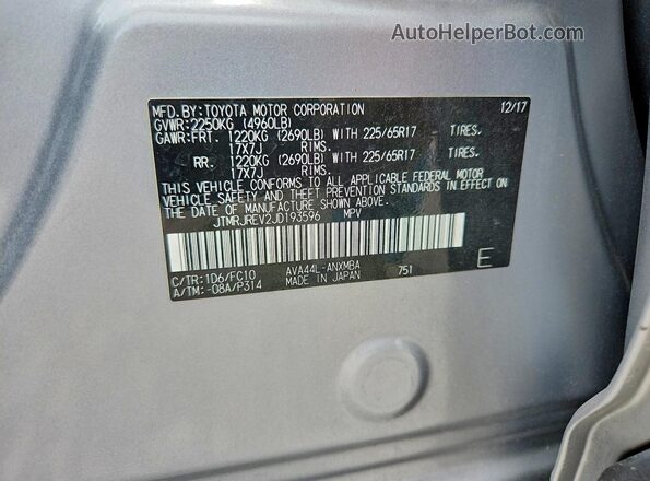 JTMRJREV2JD193596 2018 TOYOTA RAV4 Silver 360 interior view