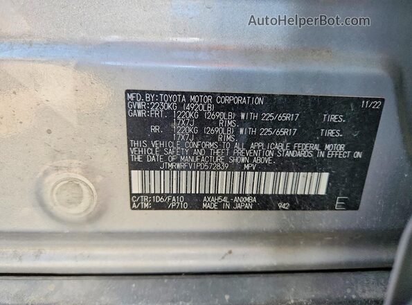 JTMRWRFV1PD572839 2023 TOYOTA RAV4 Silver Vista de la etiqueta del VIN