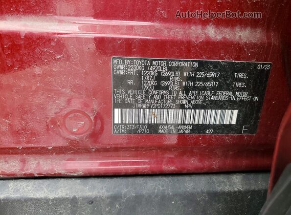 JTMRWRFV2PD172773 2023 TOYOTA RAV4 Red Вид підкапотного простору