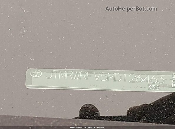 JTMRWRFV5MD126463 2021 TOYOTA RAV4 HYBRID Синий 