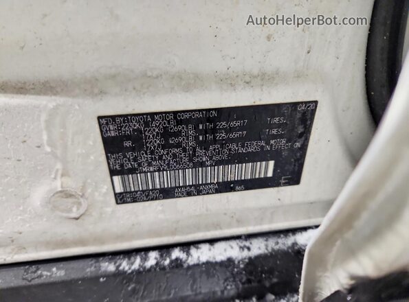 JTMRWRFV9LD066508 2020 TOYOTA RAV4 Белый Вид наклейки с VIN-кодом