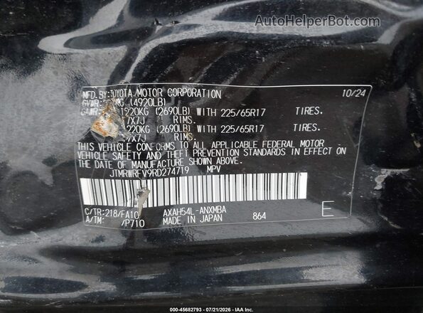 JTMRWRFV9RD274719 2024 TOYOTA RAV4 HYBRID Black Widok komory silnika