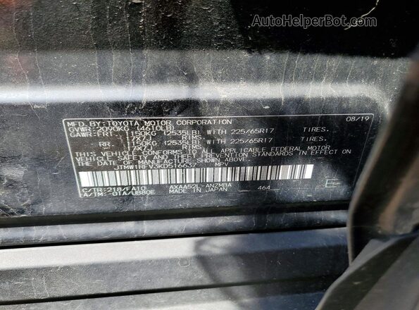JTMW1RFV3KD516637 2019 TOYOTA RAV4 Черный Панорамный вид салона 360°