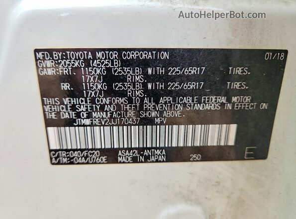 JTMWFREV2JJ170437 2018 TOYOTA RAV4 White 360 interior view