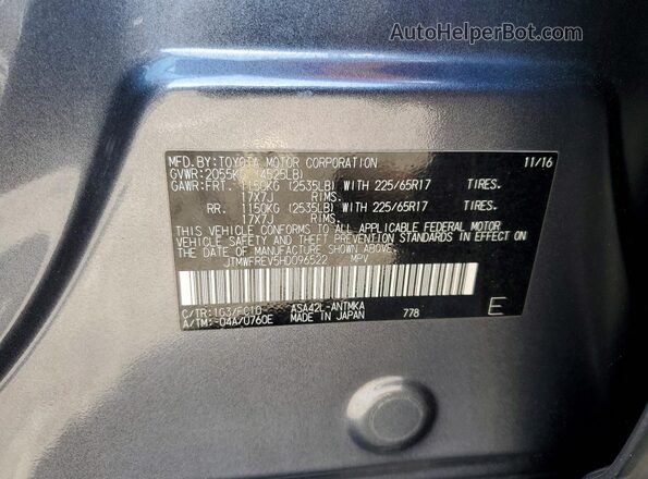 JTMWFREV5HD096522 2017 TOYOTA RAV4 Charcoal VIN sticker view