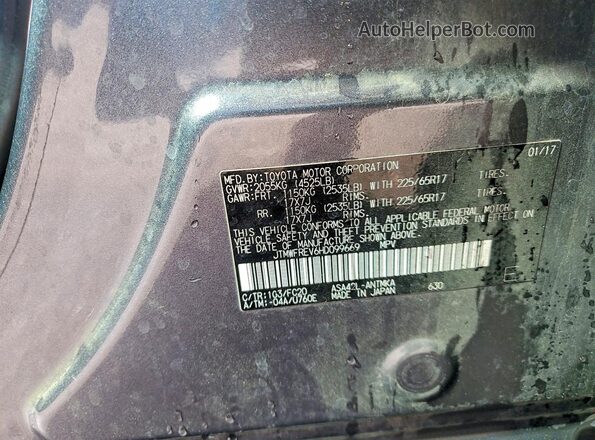 JTMWFREV6HD099669 2017 TOYOTA RAV4 Gray Widok naklejki z numerem VIN