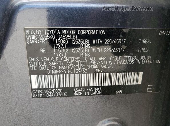 JTMWFREV8HJ139462 2017 TOYOTA RAV4 Gray Widok wnętrza 360 stopni