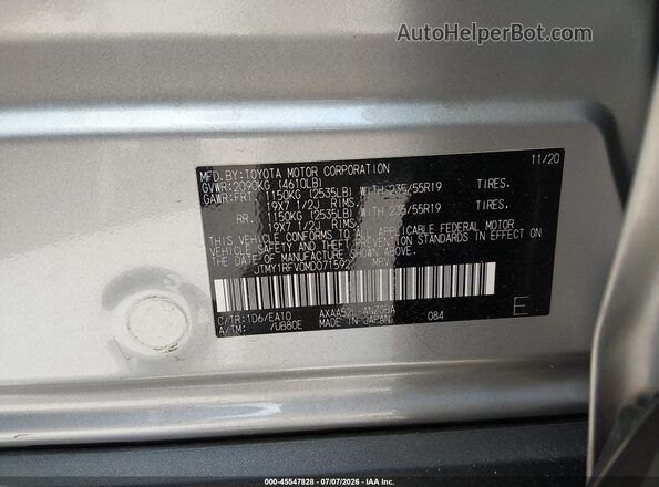 JTMY1RFV0MD071592 2021 TOYOTA RAV4 Silver Engine compartment view