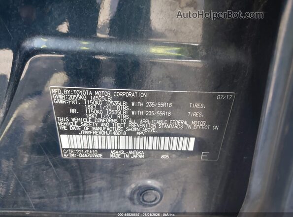 JTMYFREV0HJ148018 2017 TOYOTA RAV4 Blue Engine compartment view