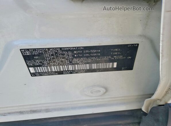 JTMYFREV8JJ734665 2018 TOYOTA RAV4 White VIN sticker view