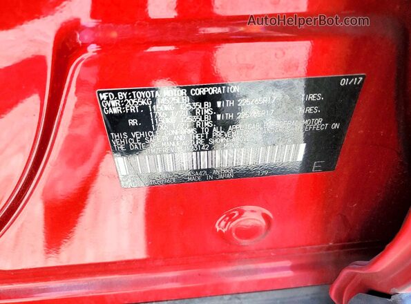 JTMZFREV2HJ123142 2017 TOYOTA RAV4 Red VIN կոդի պիտակի տեսք
